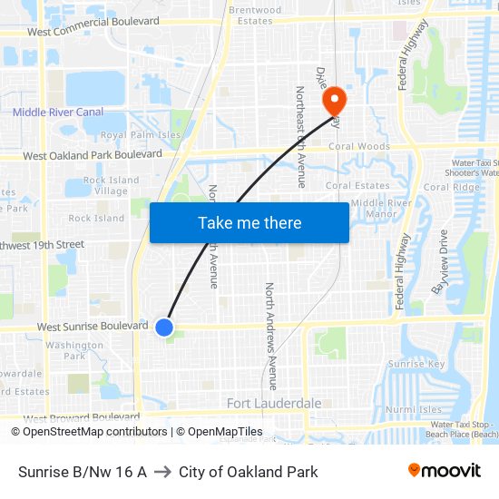 Sunrise B/Nw 16 A to City of Oakland Park map