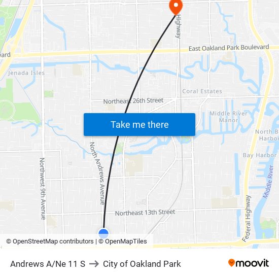 Andrews A/Ne 11 S to City of Oakland Park map