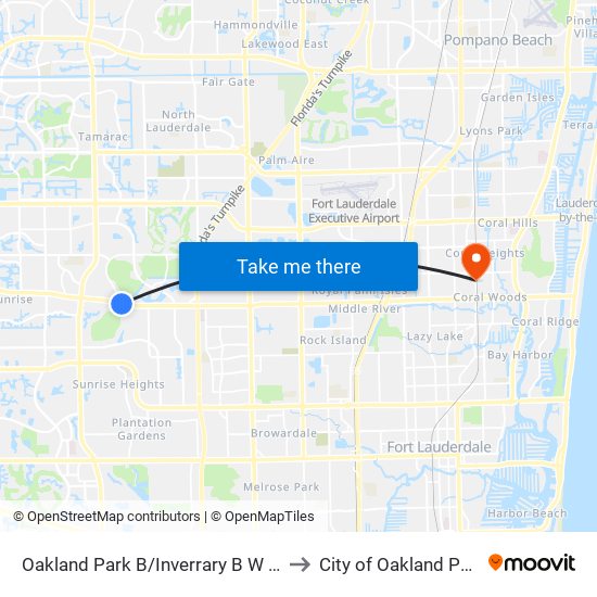 Oakland Park B/Inverrary B W (E) to City of Oakland Park map