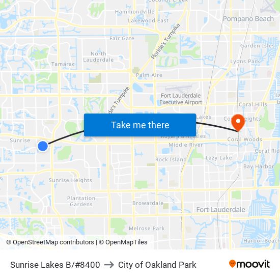 SUNRISE LAKES B/#8400 to City of Oakland Park map