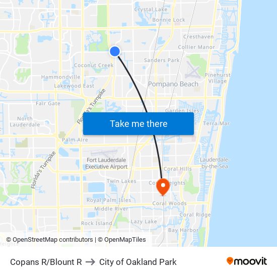 Copans R/Blount R to City of Oakland Park map