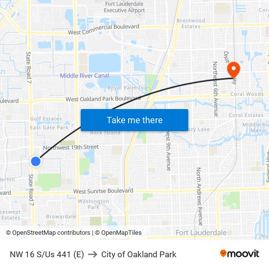 NW 16 S/Us 441 (E) to City of Oakland Park map