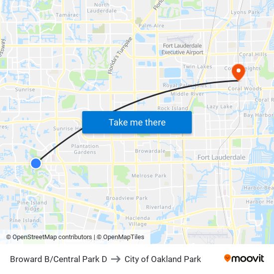 Broward B/Central Park D to City of Oakland Park map