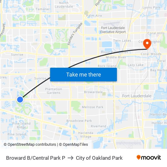 Broward B/Central Park P to City of Oakland Park map