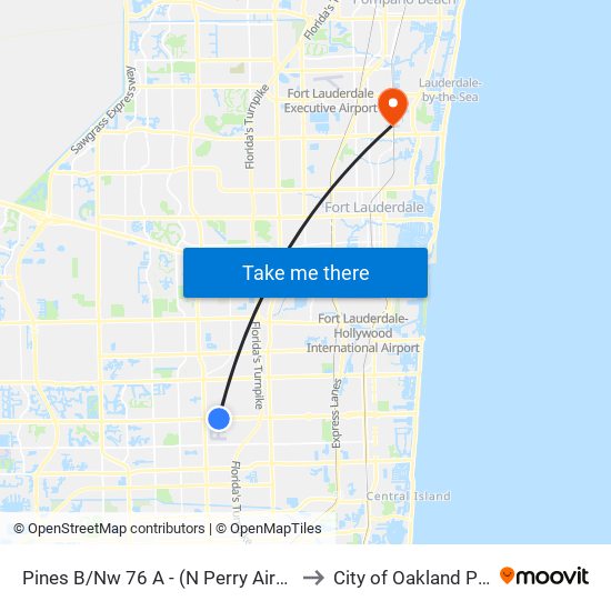 Pines B/Nw 76 A - (N Perry Airport) to City of Oakland Park map