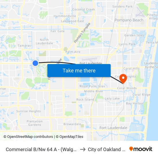 Commercial B/Nw 64 A - (Walgreens) to City of Oakland Park map