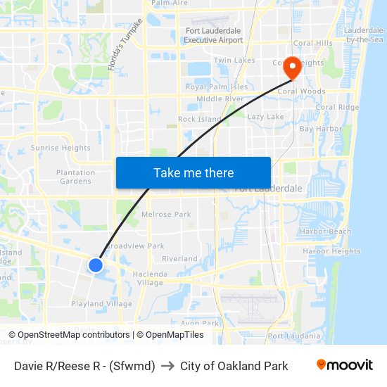 DAVIE R/REESE R - (SFWMD) to City of Oakland Park map