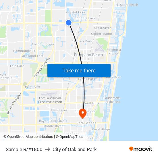 Sample R/#1800 to City of Oakland Park map