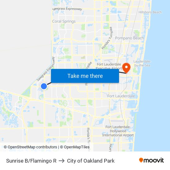 Sunrise B/Flamingo R to City of Oakland Park map