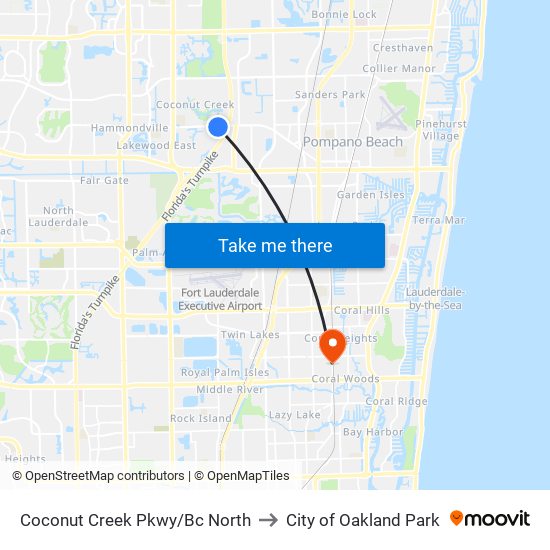 Coconut Creek Pkwy/Bc North to City of Oakland Park map