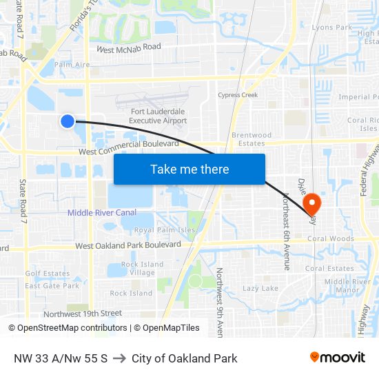 NW 33 A/Nw 55 S to City of Oakland Park map