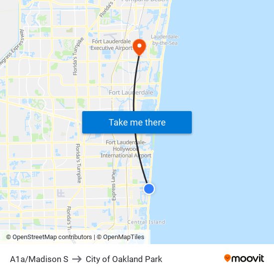 A1a/Madison S to City of Oakland Park map