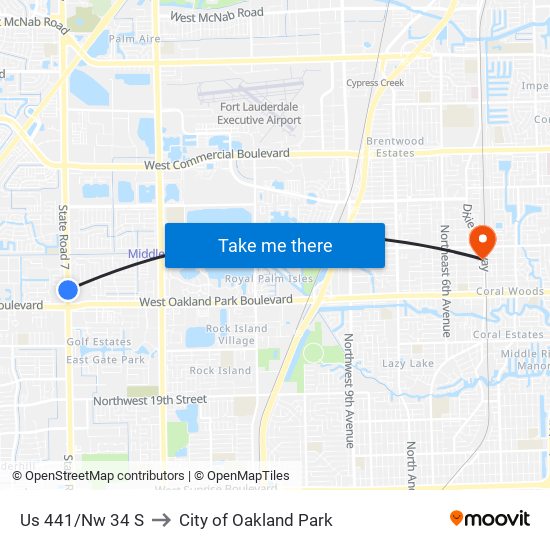 Us 441/Nw 34 S to City of Oakland Park map