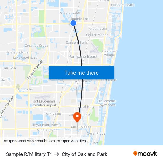 Sample R/Military Tr to City of Oakland Park map