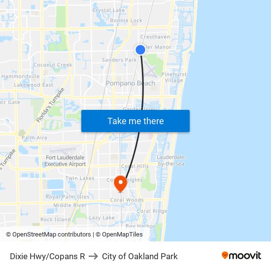 DIXIE HWY/COPANS R to City of Oakland Park map