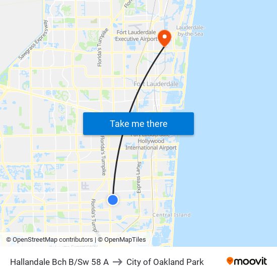 Hallandale Bch B/Sw 58 A to City of Oakland Park map