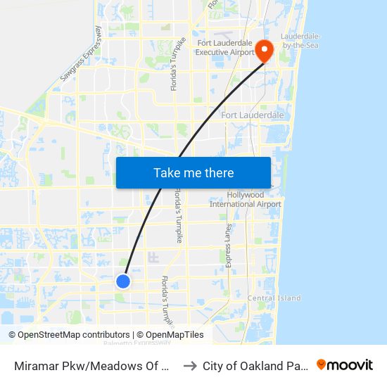 MIRAMAR PKW/MEADOWS OF MIR to City of Oakland Park map