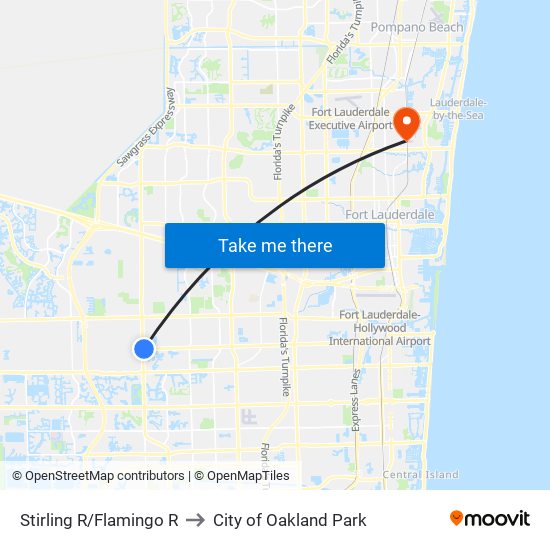 Stirling R/Flamingo R to City of Oakland Park map