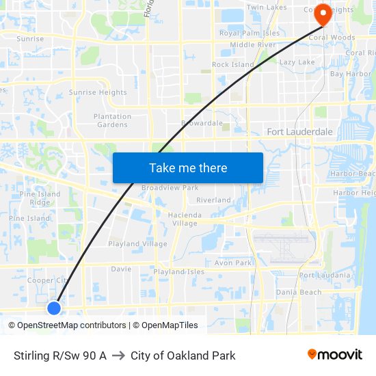 Stirling R/Sw 90 A to City of Oakland Park map