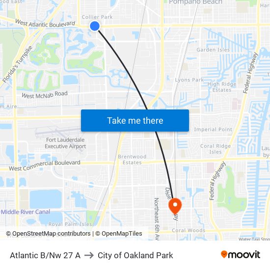 Atlantic B/Nw 27 A to City of Oakland Park map