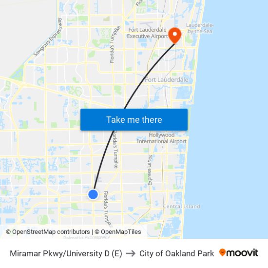 Miramar Pkwy/University D (E) to City of Oakland Park map