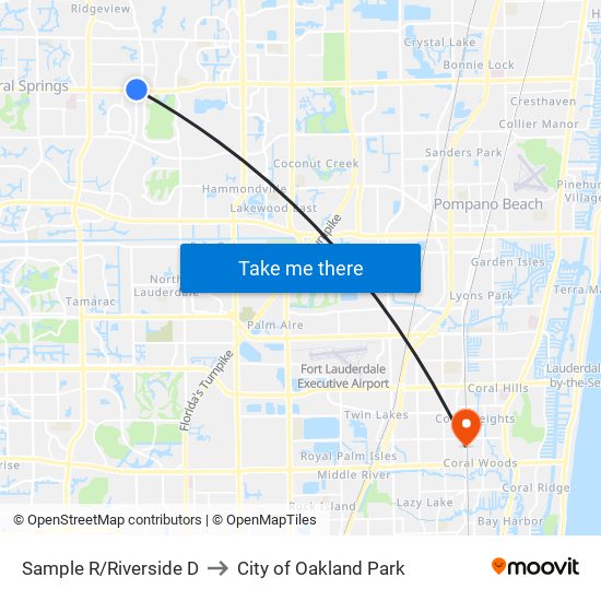 Sample R/Riverside D to City of Oakland Park map