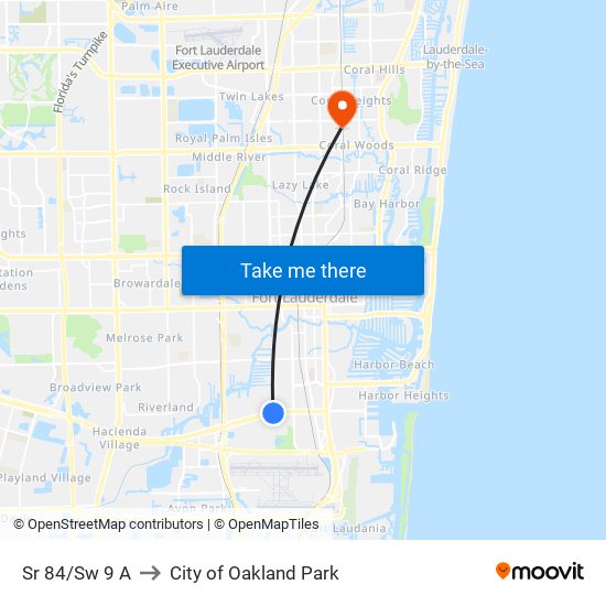 Sr 84/Sw 9 A to City of Oakland Park map