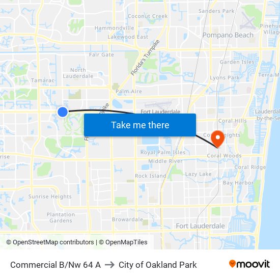 Commercial B/Nw 64 A to City of Oakland Park map