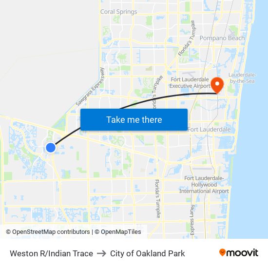 Weston R/Indian Trace to City of Oakland Park map