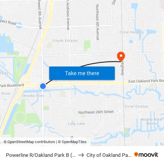Powerline R/Oakland Park B (S) to City of Oakland Park map
