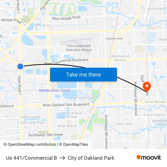 Us 441/Commercial B to City of Oakland Park map