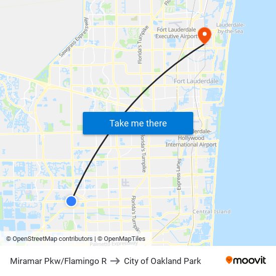 Miramar Pkw/Flamingo R to City of Oakland Park map