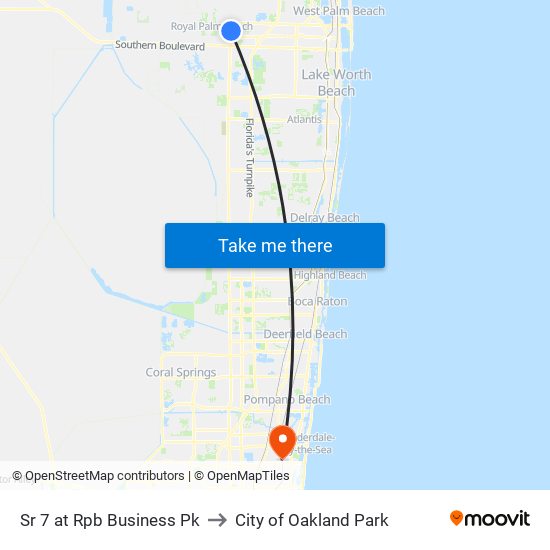 SR 7 at  RPB  BUSINESS PK to City of Oakland Park map