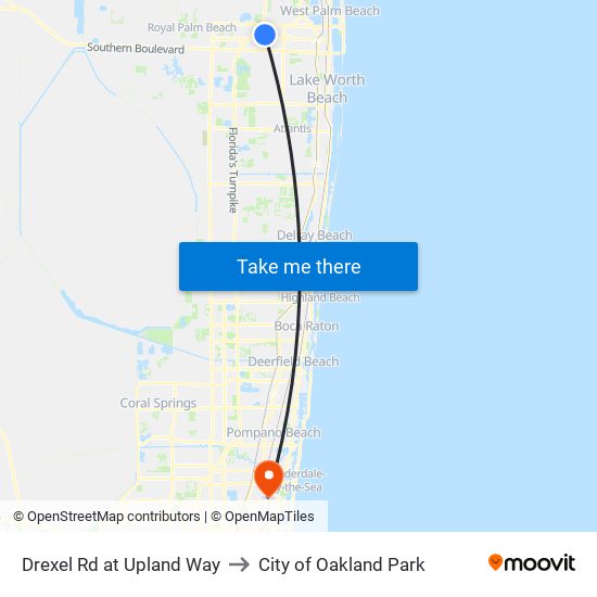 Drexel Rd at  Upland Way to City of Oakland Park map