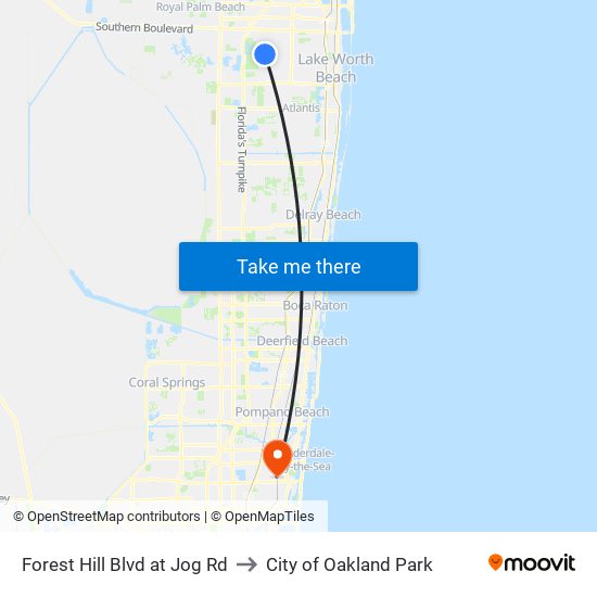 Forest Hill Blvd at  Jog Rd to City of Oakland Park map