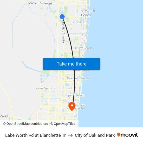 Lake Worth Rd at Blanchette Tr to City of Oakland Park map