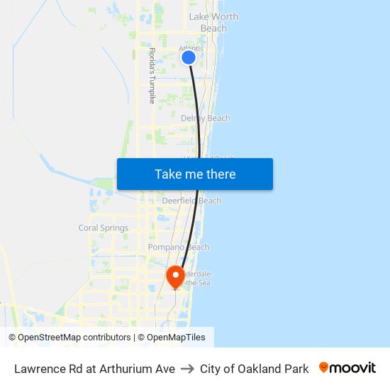 Lawrence Rd at  Arthurium Ave to City of Oakland Park map