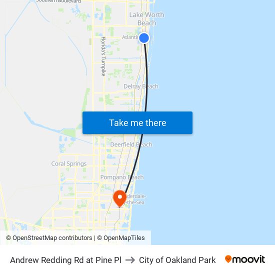 ANDREW REDDING RD at PINE PL to City of Oakland Park map