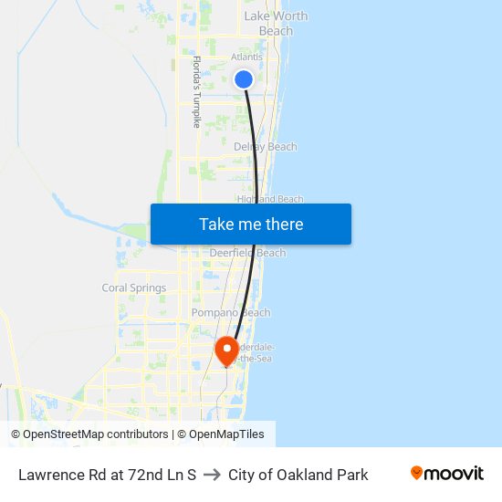 Lawrence Rd at 72nd Ln S to City of Oakland Park map