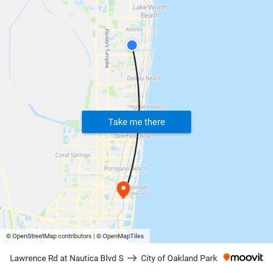 Lawrence Rd at  Nautica  Blvd S to City of Oakland Park map