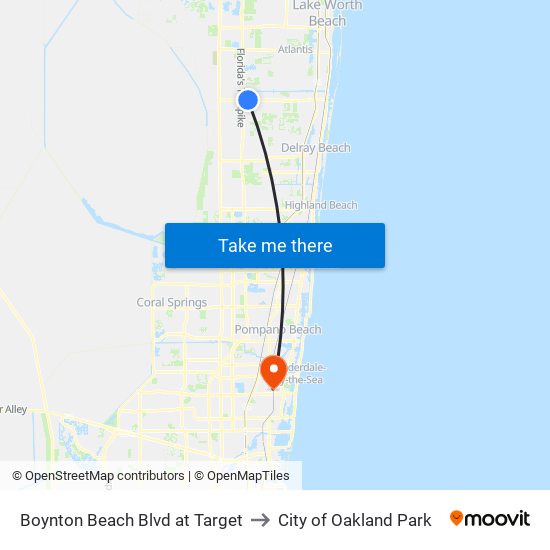 Boynton Beach Blvd at Target to City of Oakland Park map