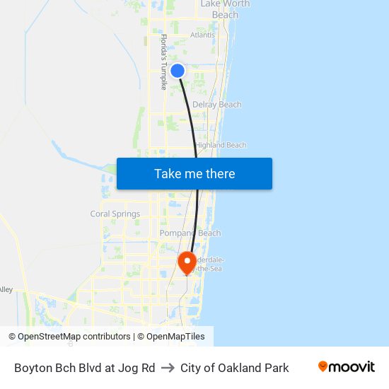 Boyton Bch Blvd at Jog Rd to City of Oakland Park map