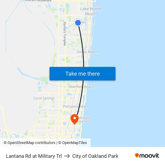 Lantana Rd at  Military Trl to City of Oakland Park map