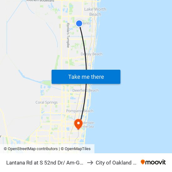 Lantana Rd at  S  52nd Dr/ Am-German to City of Oakland Park map