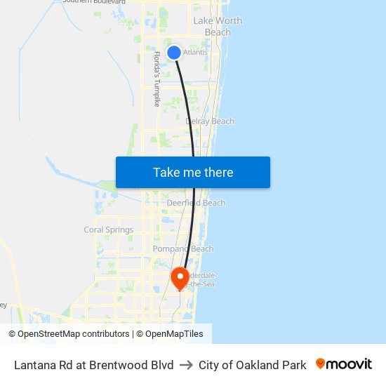 Lantana Rd at  Brentwood Blvd to City of Oakland Park map