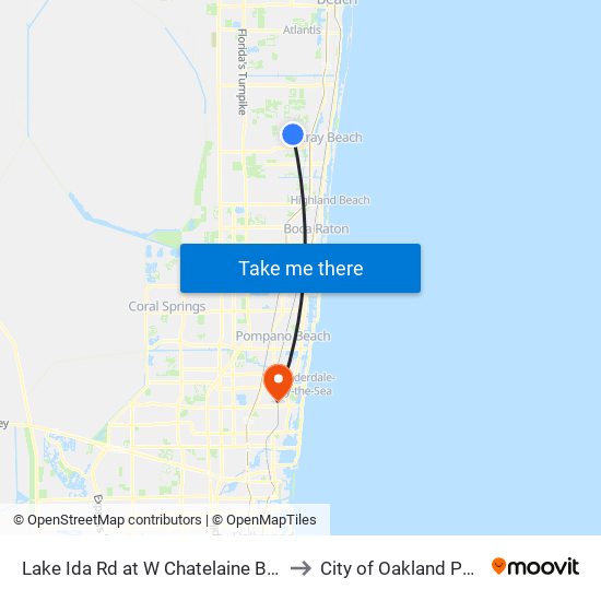 Lake Ida Rd at  W Chatelaine Blvd to City of Oakland Park map