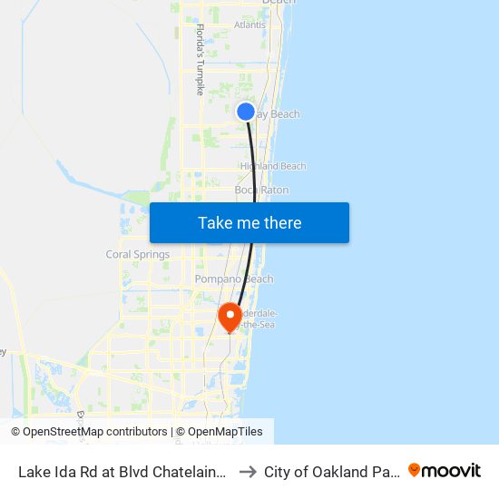 Lake Ida Rd at  Blvd Chatelaine E to City of Oakland Park map