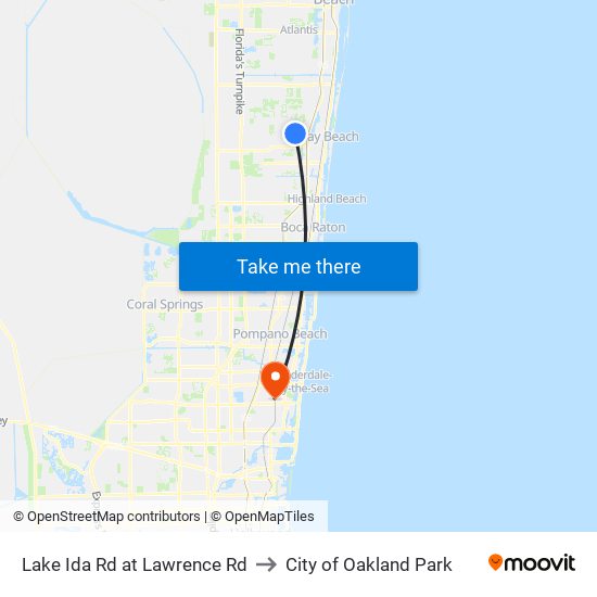 LAKE IDA RD at  LAWRENCE RD to City of Oakland Park map