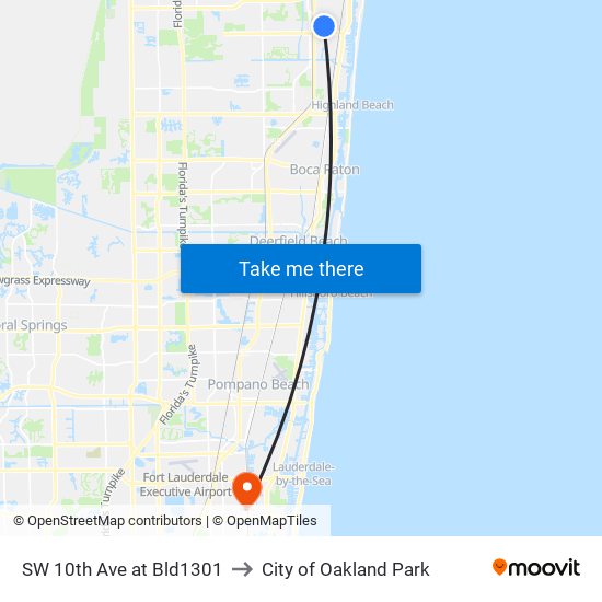 SW 10TH AVE at BLD1301 to City of Oakland Park map