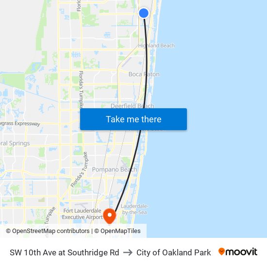 SW 10th Ave at Southridge Rd to City of Oakland Park map